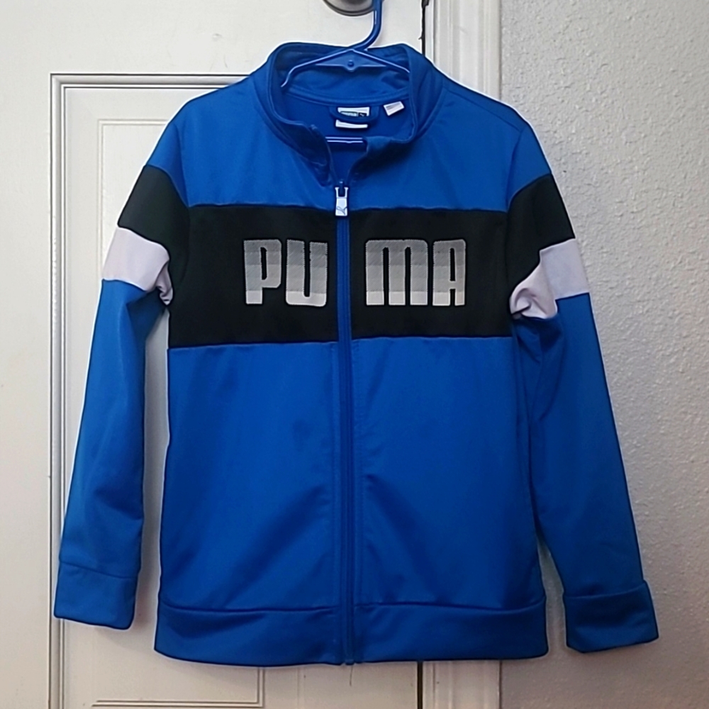 Puma boys jacket size 7 royal blue black white